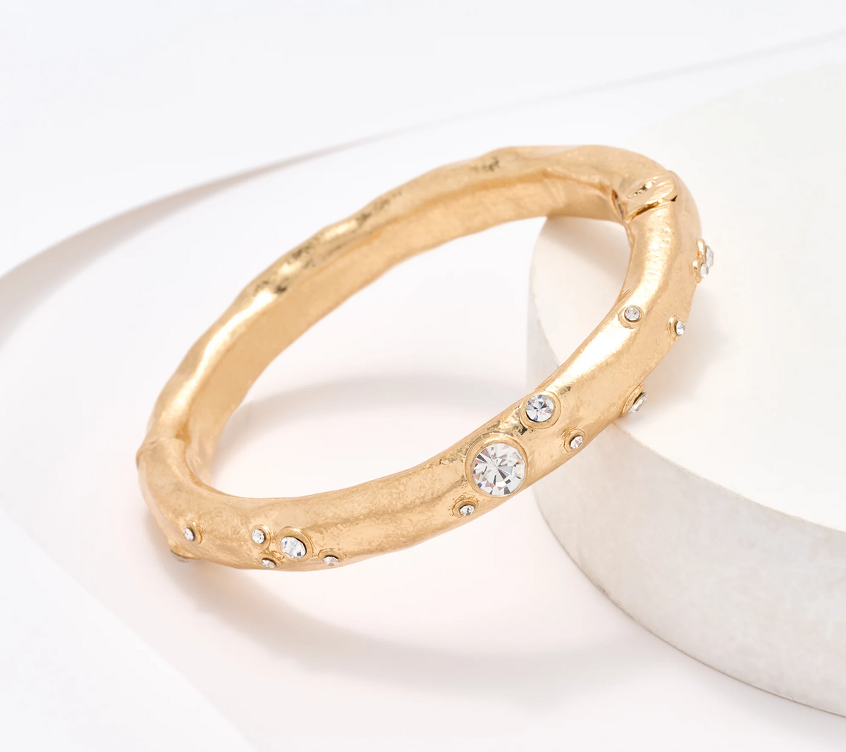 Susan Graver Gold Tone Embellished Metal Bangle