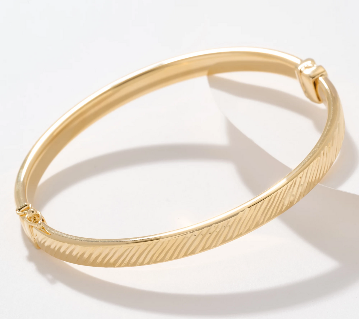 UltraFine 950 Silver Diamond Cut Rectangular Gold-Over SS Bangle Avg