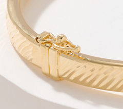 UltraFine 950 Silver Diamond Cut Rectangular Gold-Over SS Bangle Avg