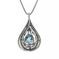 LiPaz 1.8ct Pear Shape Blue Topaz Sterling Silver Pendant with 18" Chain