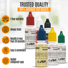 JSPÂ® 14K Gold Testing Acid Solution â€“ Yellow & White Gold Tester | 12-PK