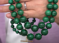 Rarities Sterling Silver Goldclad Malachite Bead Graduated 2-Strand Necklace, 22"