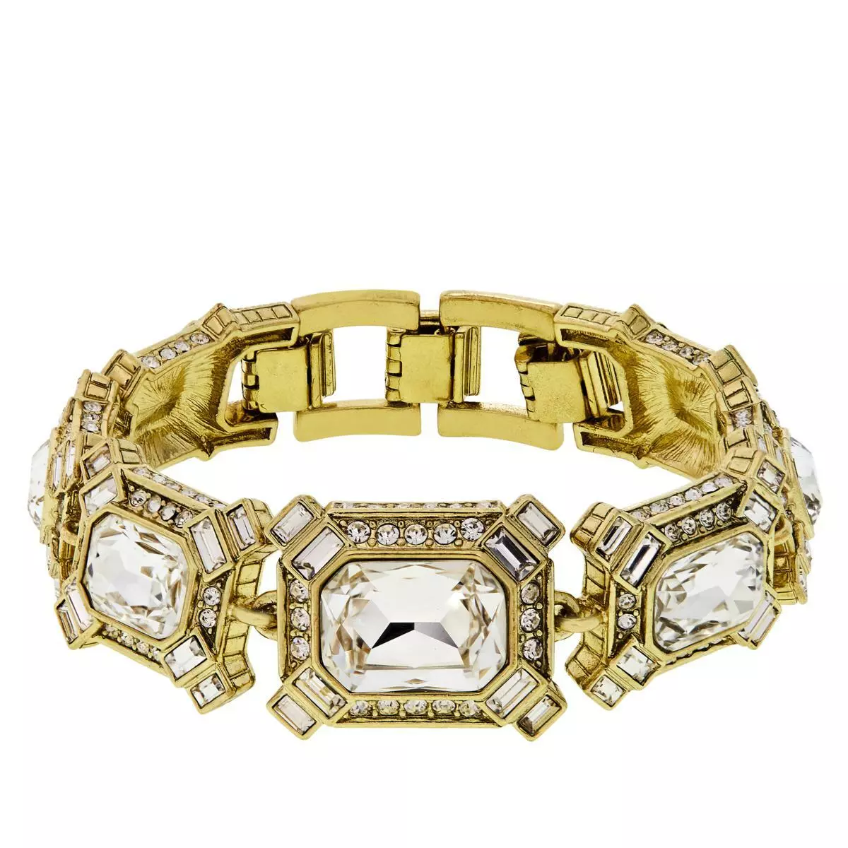 Heidi Daus "Estate Splendor" Clear Crystal Link Bracelet Adjustable 6"-8" fit