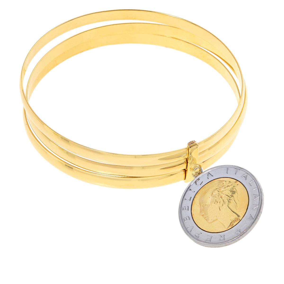 Bellezza 500 Lira Coin Bronze 3Layer Bangle Bracelet