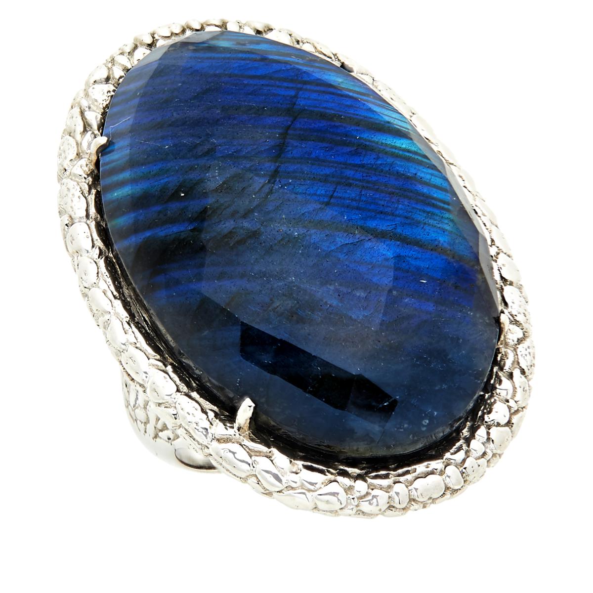 Colleen Lopez Faceted Oval Labradorite Doublet Sterling Silver Ring, Size 8