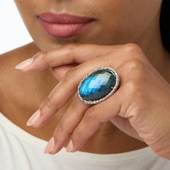 Colleen Lopez Faceted Oval Labradorite Doublet Sterling Silver Ring, Size 8