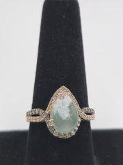 Gem Discoverer Pear-Cut Aquaprase & Diamond Ring, 14K Rose Gold