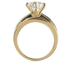 Diamonique Round & Baguette Ring, 14K Yellow Gold-Clad Sterling Silver, Size 10