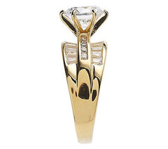 Diamonique Round & Baguette Ring, 14K Yellow Gold-Clad Sterling Silver, Size 10