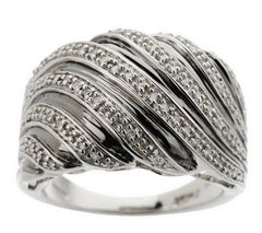 Affinity Diamond Sterling Silver Swirl Band Ring Size 6