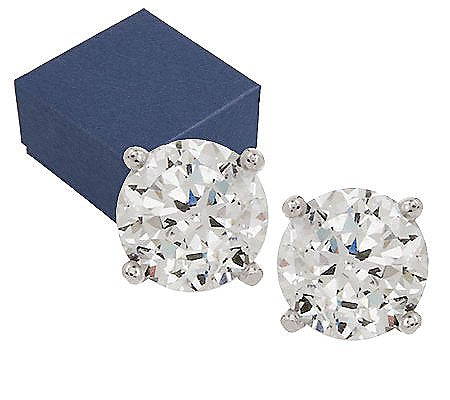 Diamonique 100-Facet 1.00 cttw Stud Earrings, Sterling Silver Platinum Clad