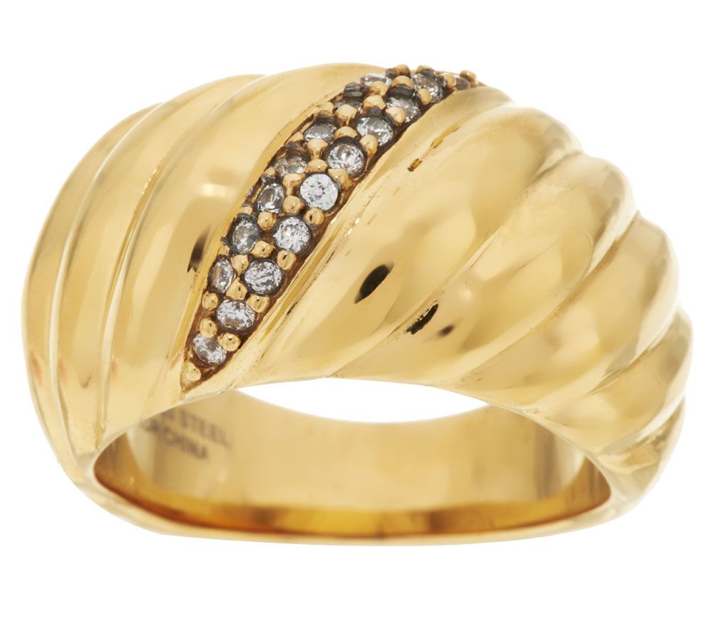 Milor Italy Stainless Steel Goldtone Tapered Ring, Size 7