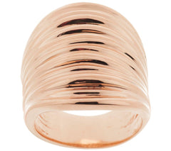 Bronze Bold Rose Polished Ribbed Saddle Ring by Bronzo Italia, Size 5