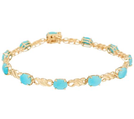 Sleeping Beauty Turquoise 7-1/4" Tennis Bracelet 14k Gold