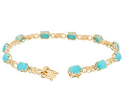 Sleeping Beauty Turquoise 7-1/4" Tennis Bracelet 14k Gold