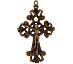 Connemara Marble Bronzetone Blue Beaded Antiqued Rosary, 24"