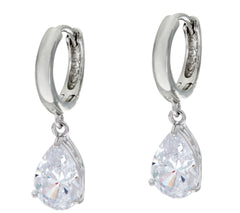 Diamonique Dangle Pear Earrings, Sterling Silver