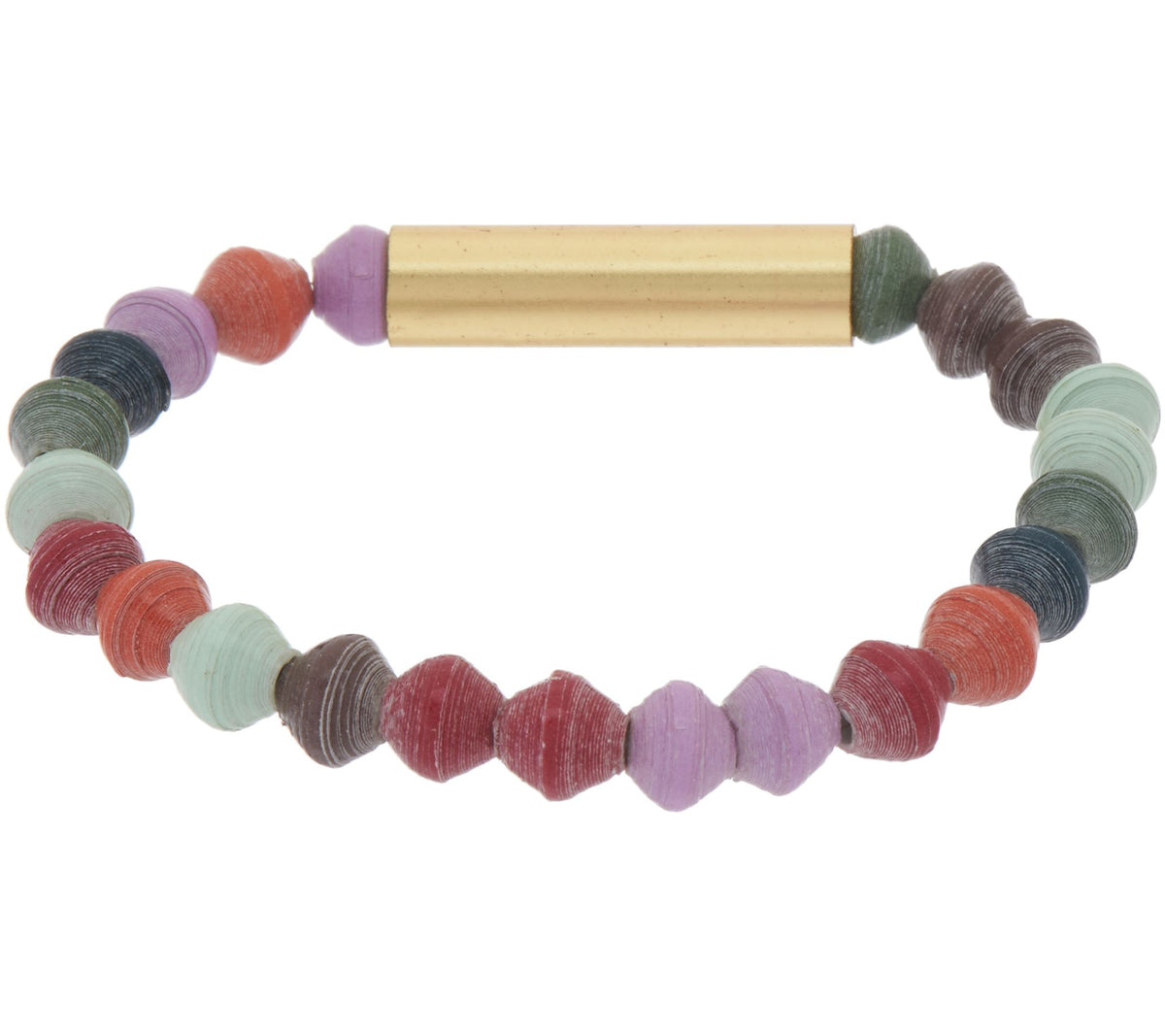 31 Bits Multi-Color Mixed Beaded Sand Bar Stretch Bracelet, Size 6-3/4"