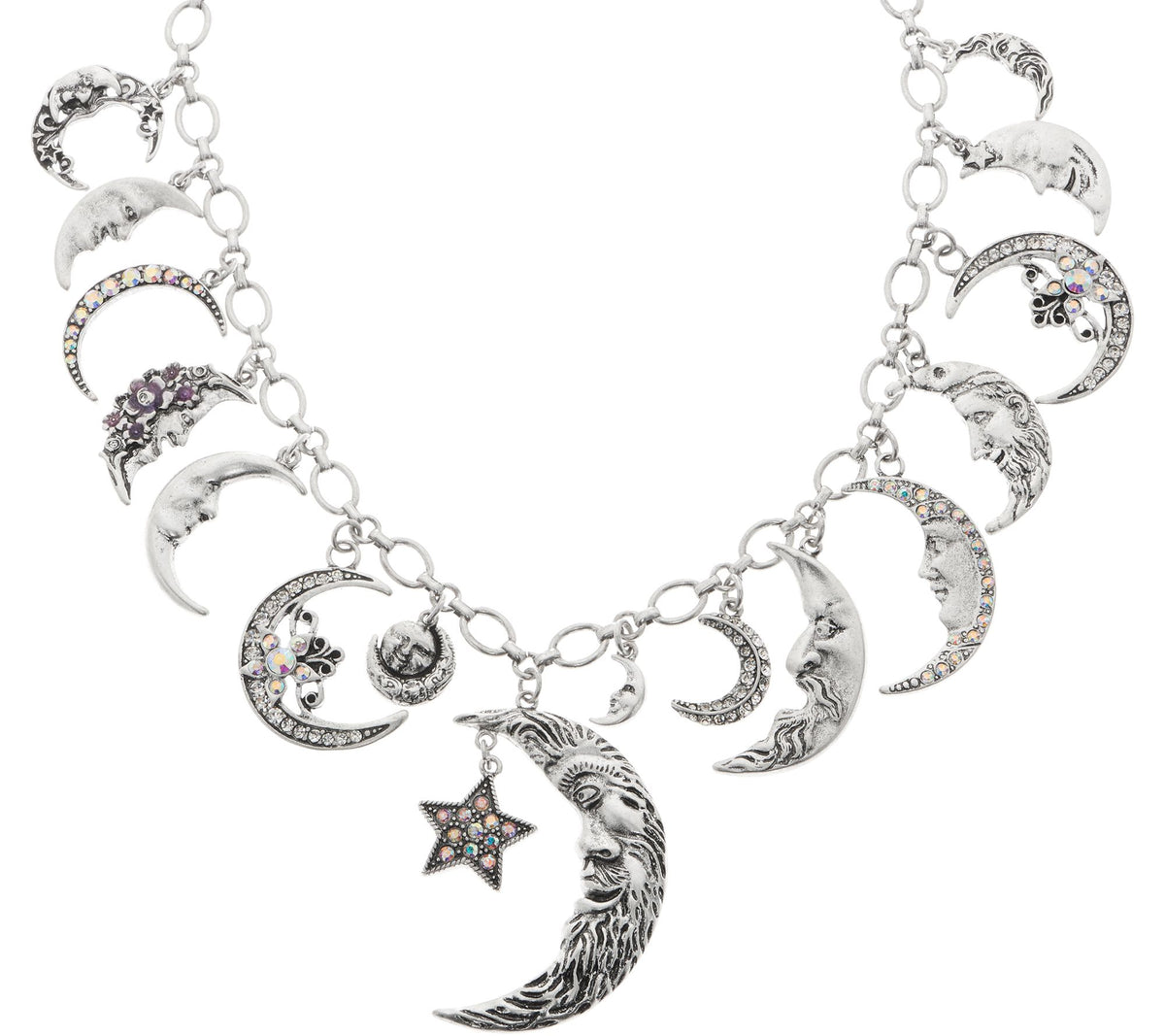 Kirks Folly Silvertone Moon Shadow Charm Necklace, 18"