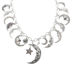 Kirks Folly Silvertone Moon Shadow Charm Necklace, 18"