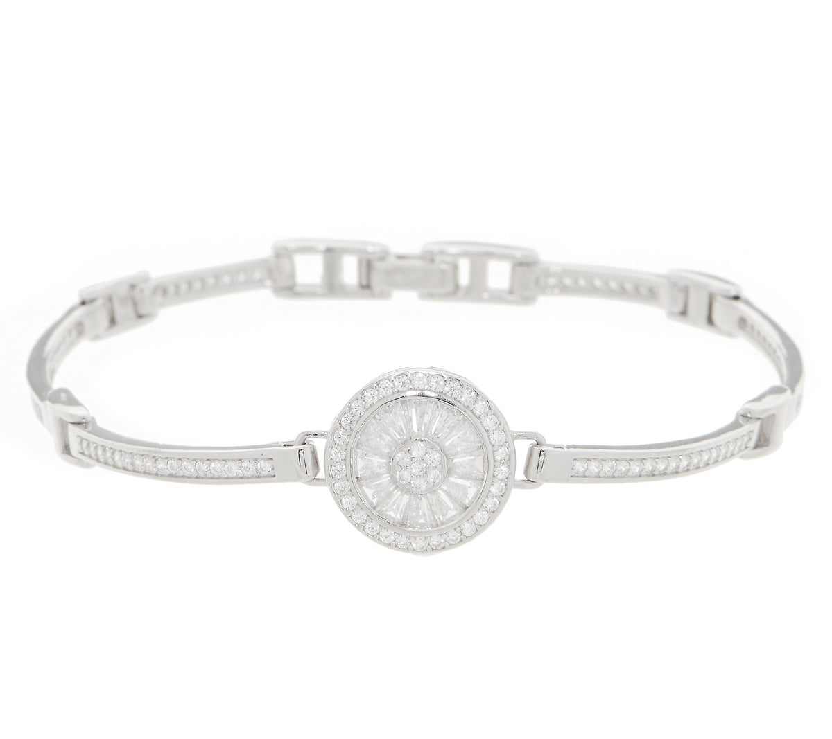 TOVA for Diamonique Center Station Bracelet, Sterling Silver, Average