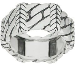 JAI Sterling Silver Basketweave Wide Band Ring Size 6