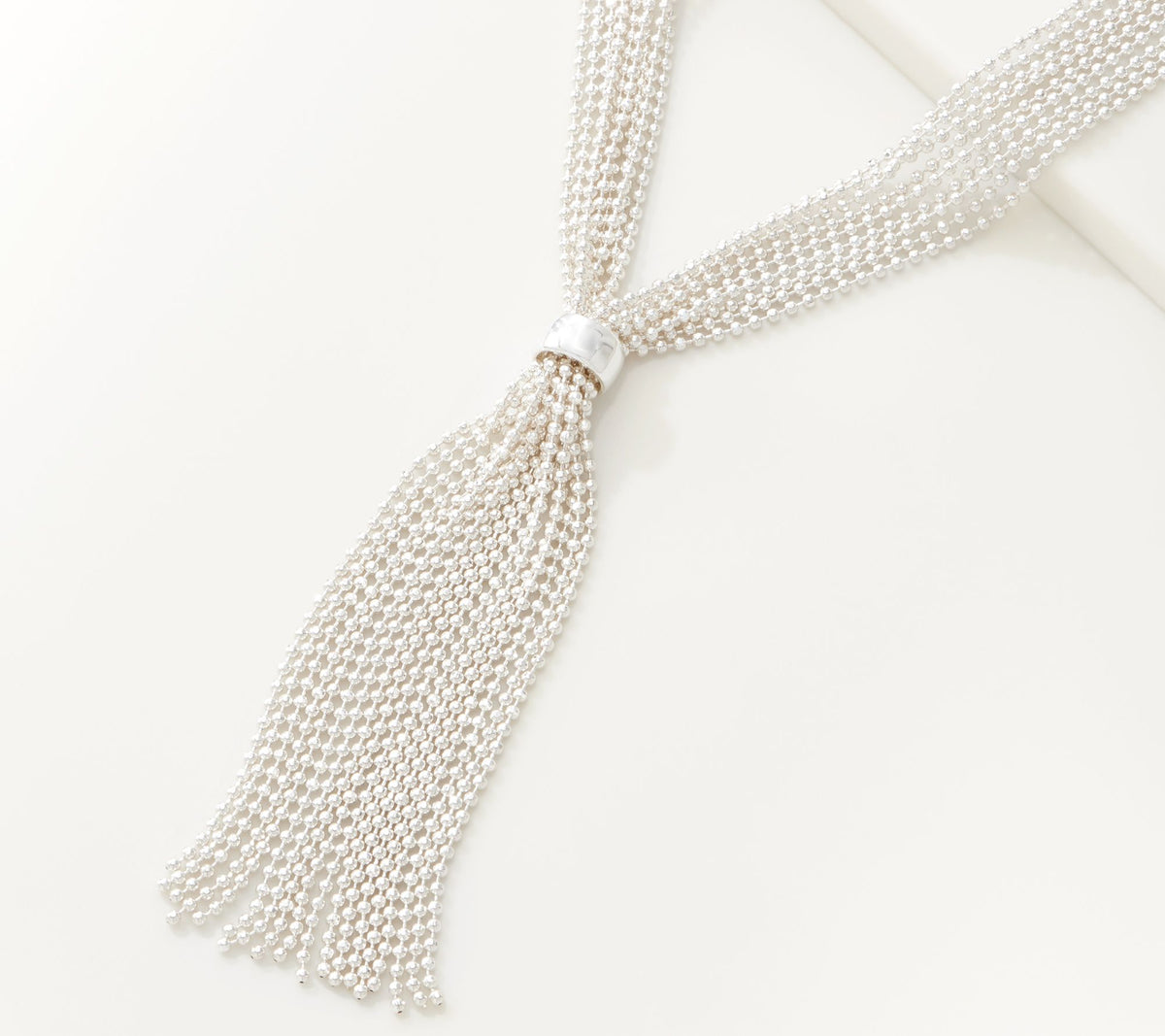 Joan Rivers Shimmering Multi-Strand 32" Tassel Necklace Silvertone