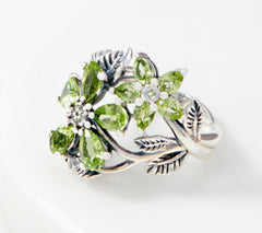 Or Paz Sterling Silver Peridot Flowers Ring, Size 8