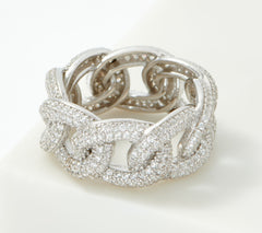 Diamonique Sterling Silver 2.20 cttw Curb Link Band Ring, Size 5