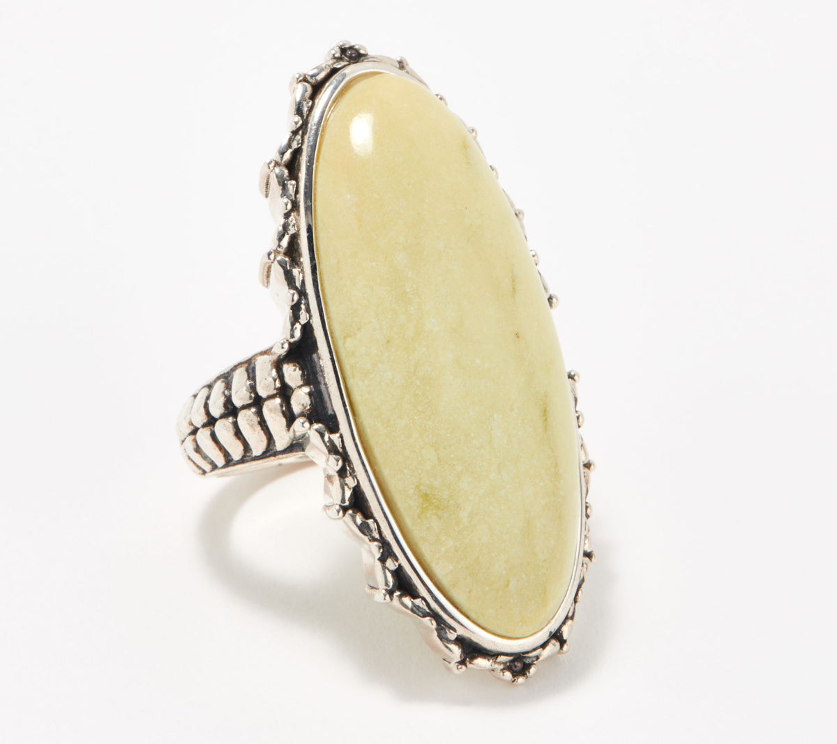 Generation Gems Sterling Silver Oval Chrysoprase Cabochon Bold Ring Size 6