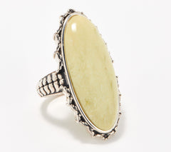 Generation Gems Sterling Silver Oval Chrysoprase Cabochon Bold Ring Size 6