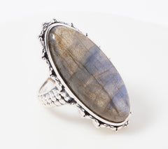Generation Gems Sterling Silver Oval Labradorite Gem Bold Ring, Size 6