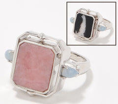Generation Gems Sterling Silver Reversible Opal & White Buffalo Petal Accent Ring, Size 6