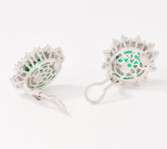 TOVA DMQ Simulated Emerald Earrings, Sterling Silver, Clip-On