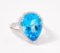 Vault Ostro Sterling Silver Pear Cut Blue Topaz Ring Size 5