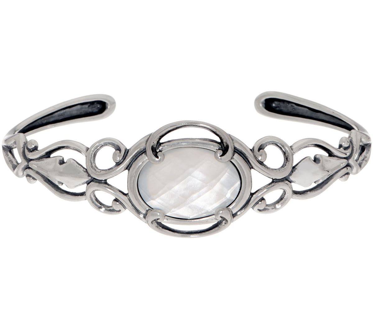 Carolyn Pollack Sterling Silver Country Couture Mother-of-Pearl Cuff Bracelet, 6-3/4"
