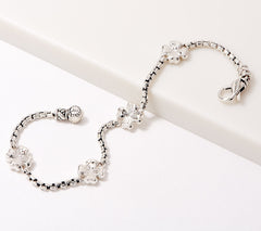 JAI Sterling Silver Symbols of Love "Clover" Box Chain Bracelet, 8"