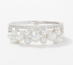 Honora Sterling Silver Cultured Pearl & White Topaz Ring, Size 8