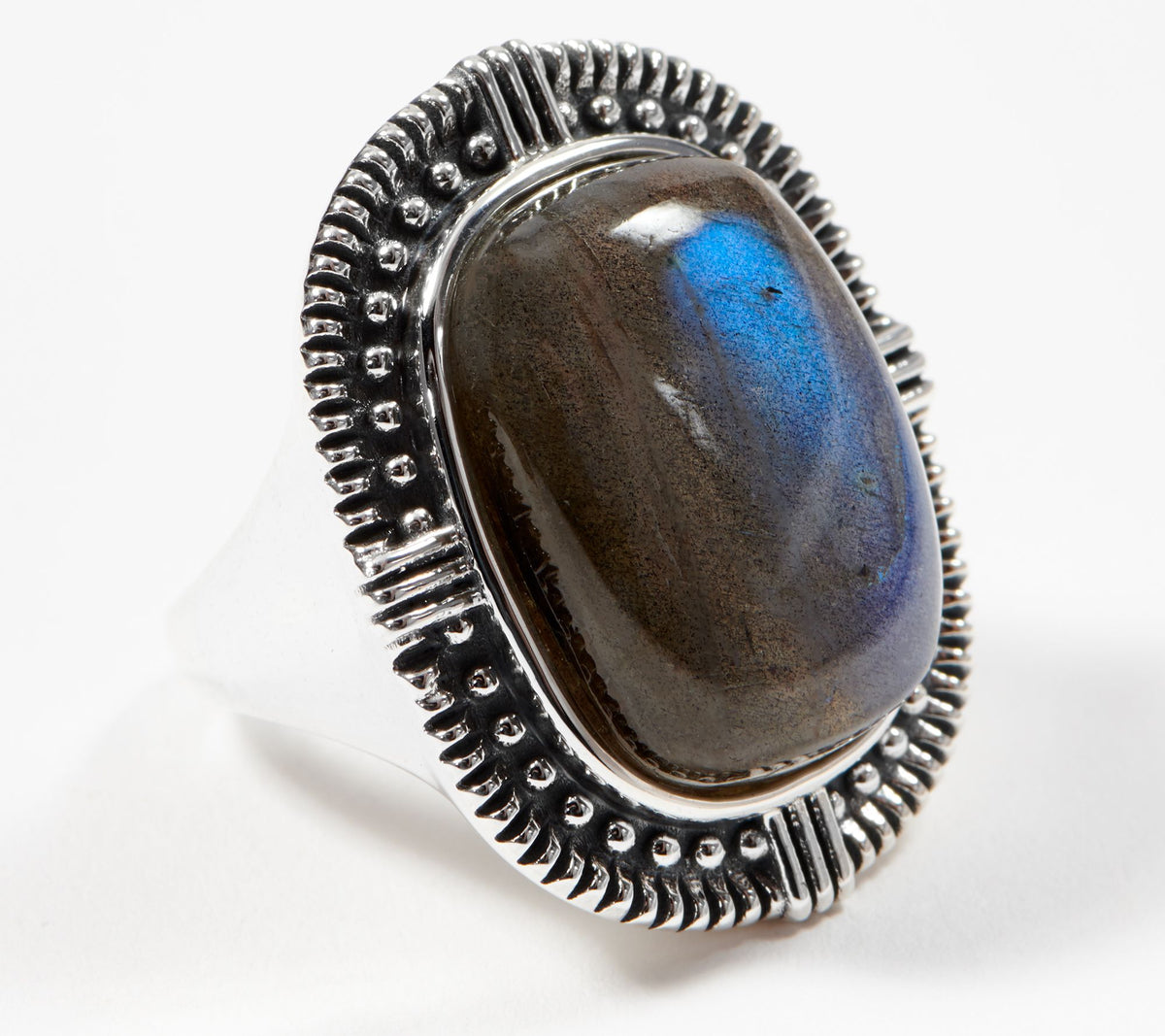 Generation Gems Sterling Silver Cushion Cabochon Labradorite Ring,Size 5
