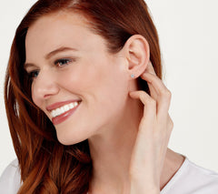 Diamonique 100 Facet Set of 3 Graduated Studs 14K Yellow Gold