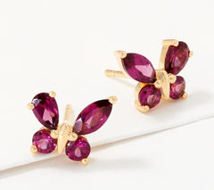 Affinity Gems Rhodolite Butterfly Earrings, 14K Plated Sterling Silver