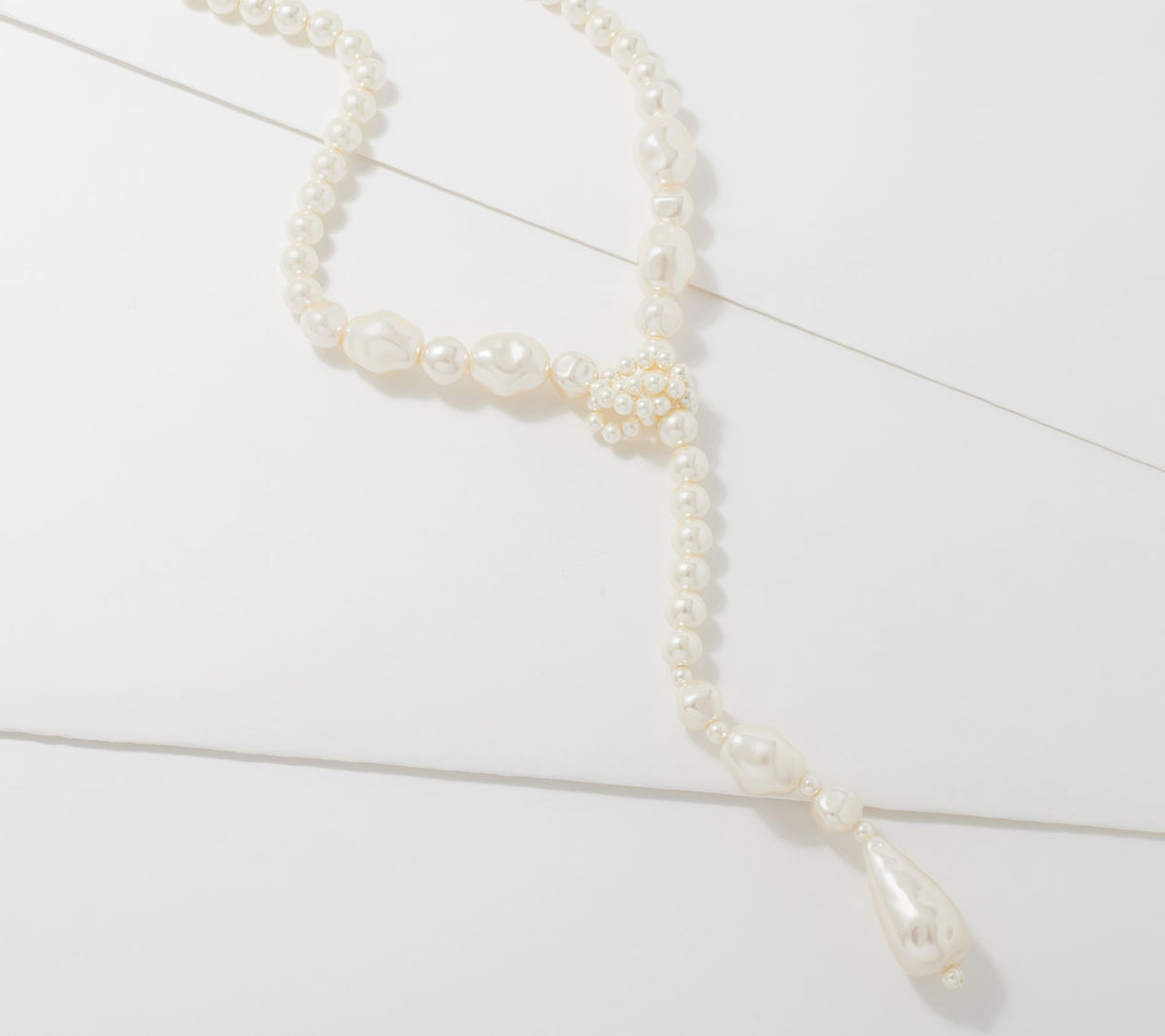 Isaac Mizrahi Live! Goldtone Faux Cream Pearl Y Necklace, 18"