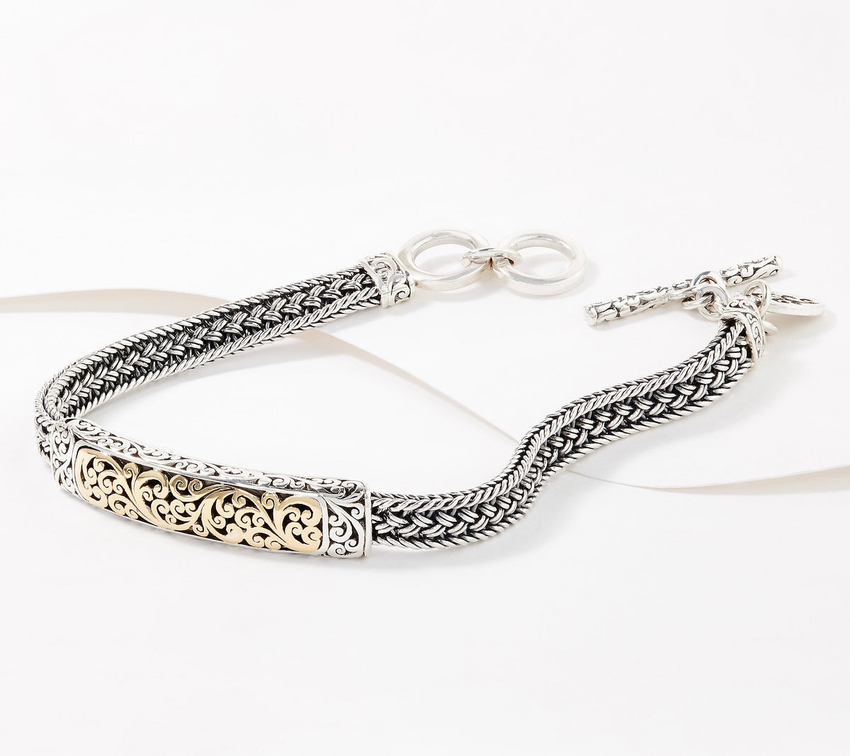 Lois Hill Sterling Silver & 18K Textile Weave Bracelet,  7-1/4" Fit;