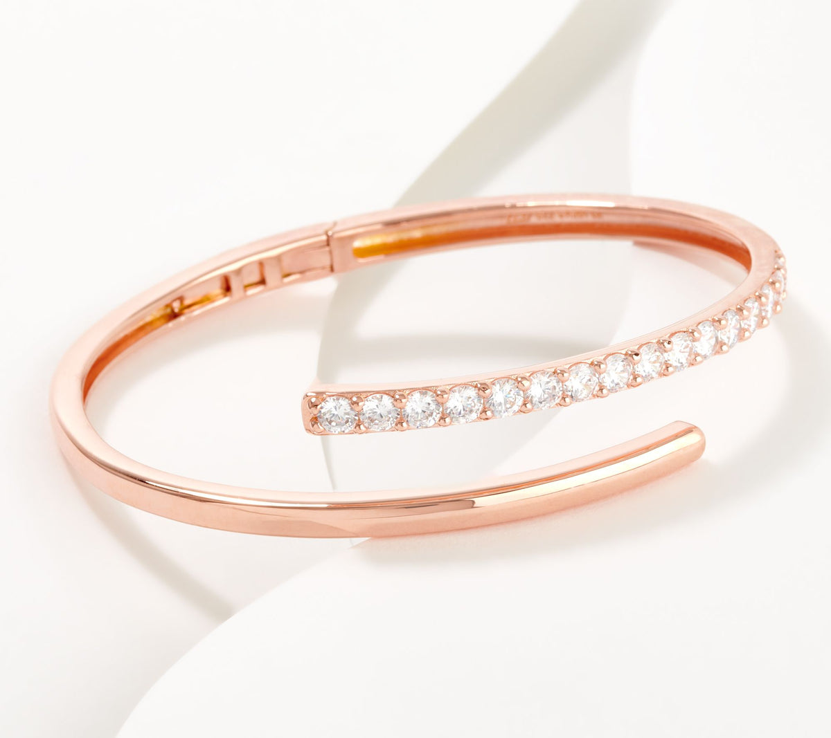 Diamonique Sterling Silver Roseclad Hinge Cuff Bracelet, 7-1/4"