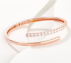 Diamonique Sterling Silver Roseclad Hinge Cuff Bracelet, 7-1/4"