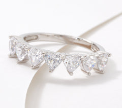 Diamonique Sterling Silver 100-Facet Heart Cut Anniversary Band Ring Size 10