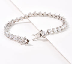 Diamonique 100 Facet Sterling Silver Heart Cut Tennis Bracelet, 6-3/4