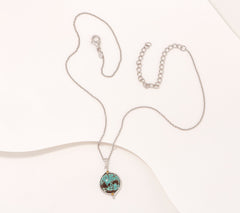 Generation Gems Round Turquoise Gemstone Cabochon Sterling Silver Necklace