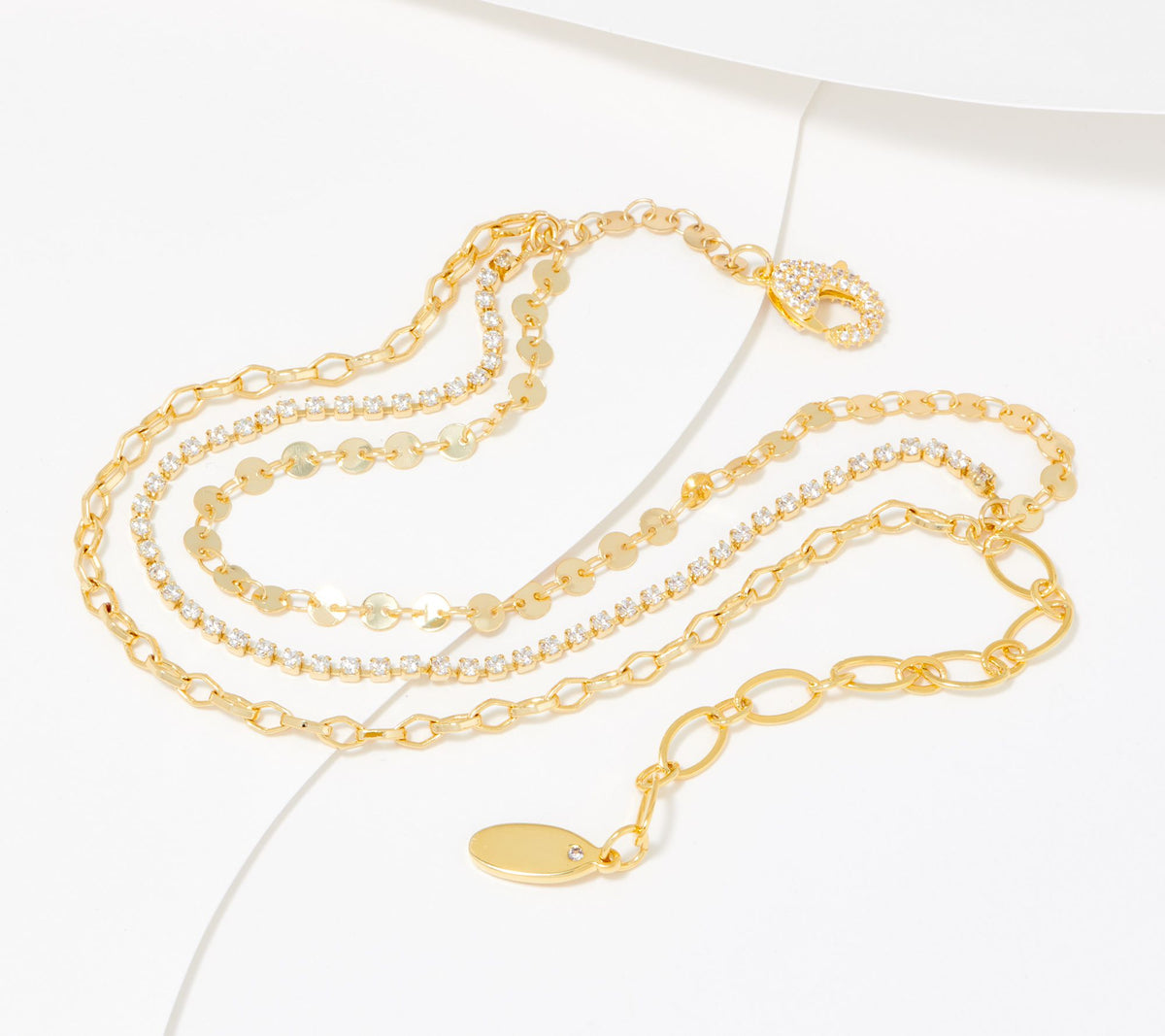 Diamonique x Zaxie "Keep My Attention" Goldtone Ankle Bracelet, 10"