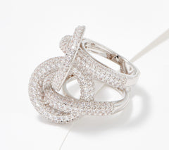 Diamonique x Zaxie Silvertone "Pop Fizz Link" Pave Cocktail Ring, Size 7